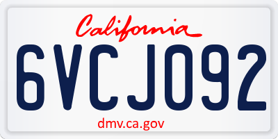 CA license plate 6VCJ092