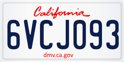 CA license plate 6VCJ093
