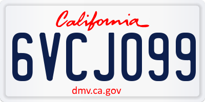 CA license plate 6VCJ099