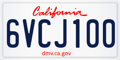 CA license plate 6VCJ100