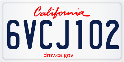 CA license plate 6VCJ102