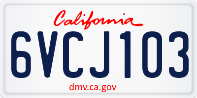 CA license plate 6VCJ103