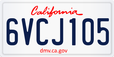 CA license plate 6VCJ105