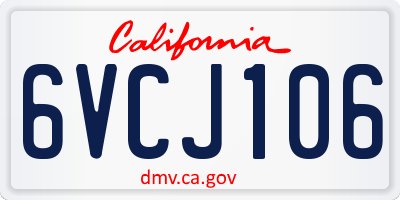 CA license plate 6VCJ106