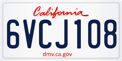 CA license plate 6VCJ108