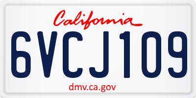 CA license plate 6VCJ109
