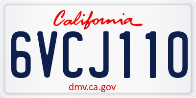 CA license plate 6VCJ110