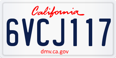 CA license plate 6VCJ117