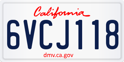 CA license plate 6VCJ118