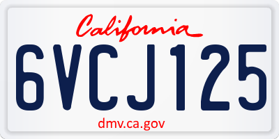 CA license plate 6VCJ125