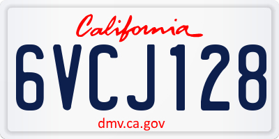 CA license plate 6VCJ128
