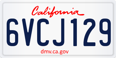 CA license plate 6VCJ129