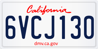 CA license plate 6VCJ130