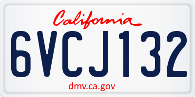 CA license plate 6VCJ132