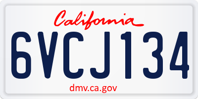 CA license plate 6VCJ134