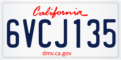 CA license plate 6VCJ135
