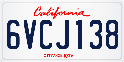 CA license plate 6VCJ138