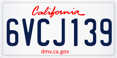 CA license plate 6VCJ139
