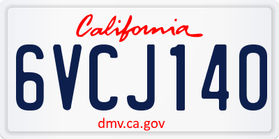 CA license plate 6VCJ140