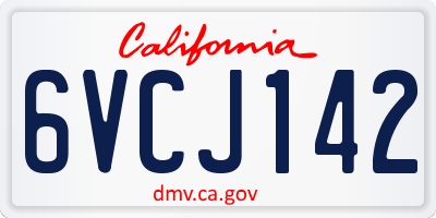 CA license plate 6VCJ142