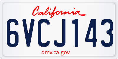 CA license plate 6VCJ143