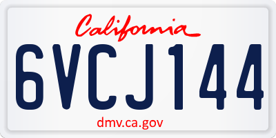 CA license plate 6VCJ144