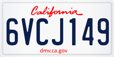 CA license plate 6VCJ149