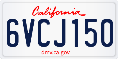 CA license plate 6VCJ150