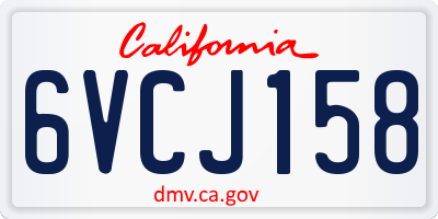 CA license plate 6VCJ158