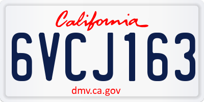 CA license plate 6VCJ163