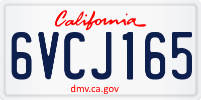 CA license plate 6VCJ165