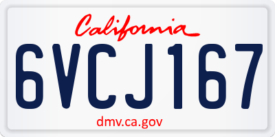 CA license plate 6VCJ167