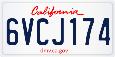 CA license plate 6VCJ174