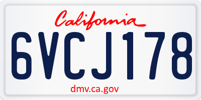 CA license plate 6VCJ178
