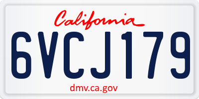 CA license plate 6VCJ179