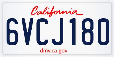 CA license plate 6VCJ180