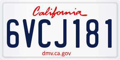 CA license plate 6VCJ181