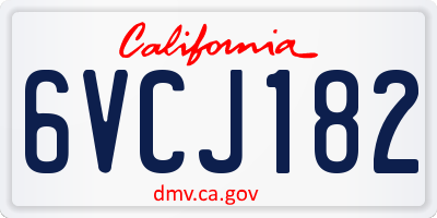 CA license plate 6VCJ182