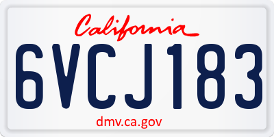 CA license plate 6VCJ183