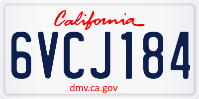 CA license plate 6VCJ184