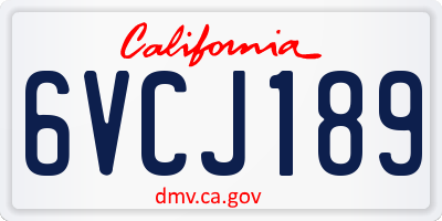 CA license plate 6VCJ189