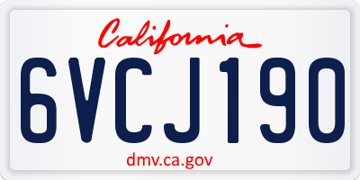 CA license plate 6VCJ190