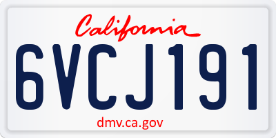 CA license plate 6VCJ191
