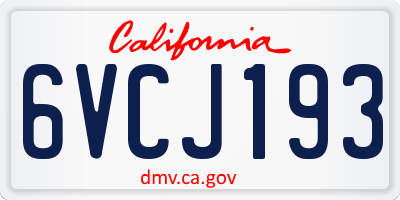 CA license plate 6VCJ193