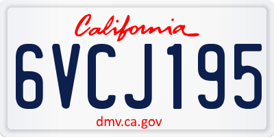 CA license plate 6VCJ195