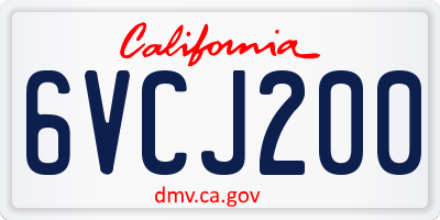 CA license plate 6VCJ200