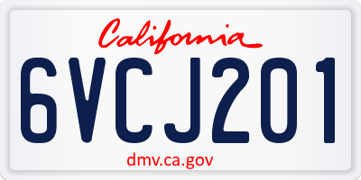 CA license plate 6VCJ201