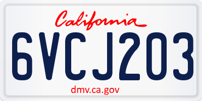 CA license plate 6VCJ203