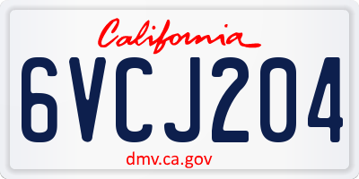CA license plate 6VCJ204