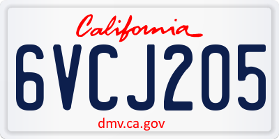 CA license plate 6VCJ205